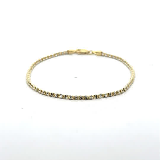Elegant 14k Yellow and White Gold Bracelet with Sparkling Accents