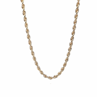 Classic 14k Yellow and White Gold Solid Rope Chain