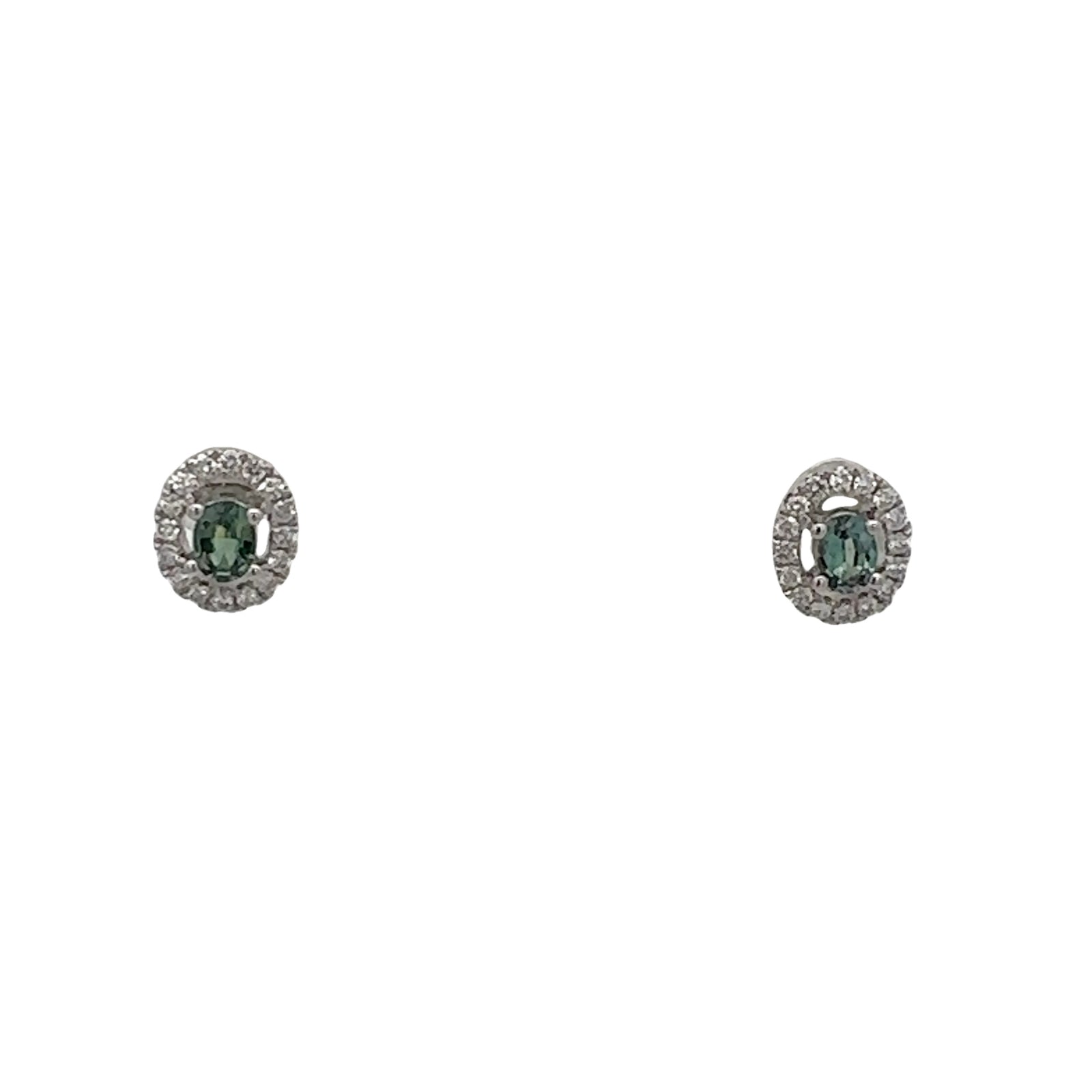 18k White Gold Nattural Alexandrite and Diamond  Earrings