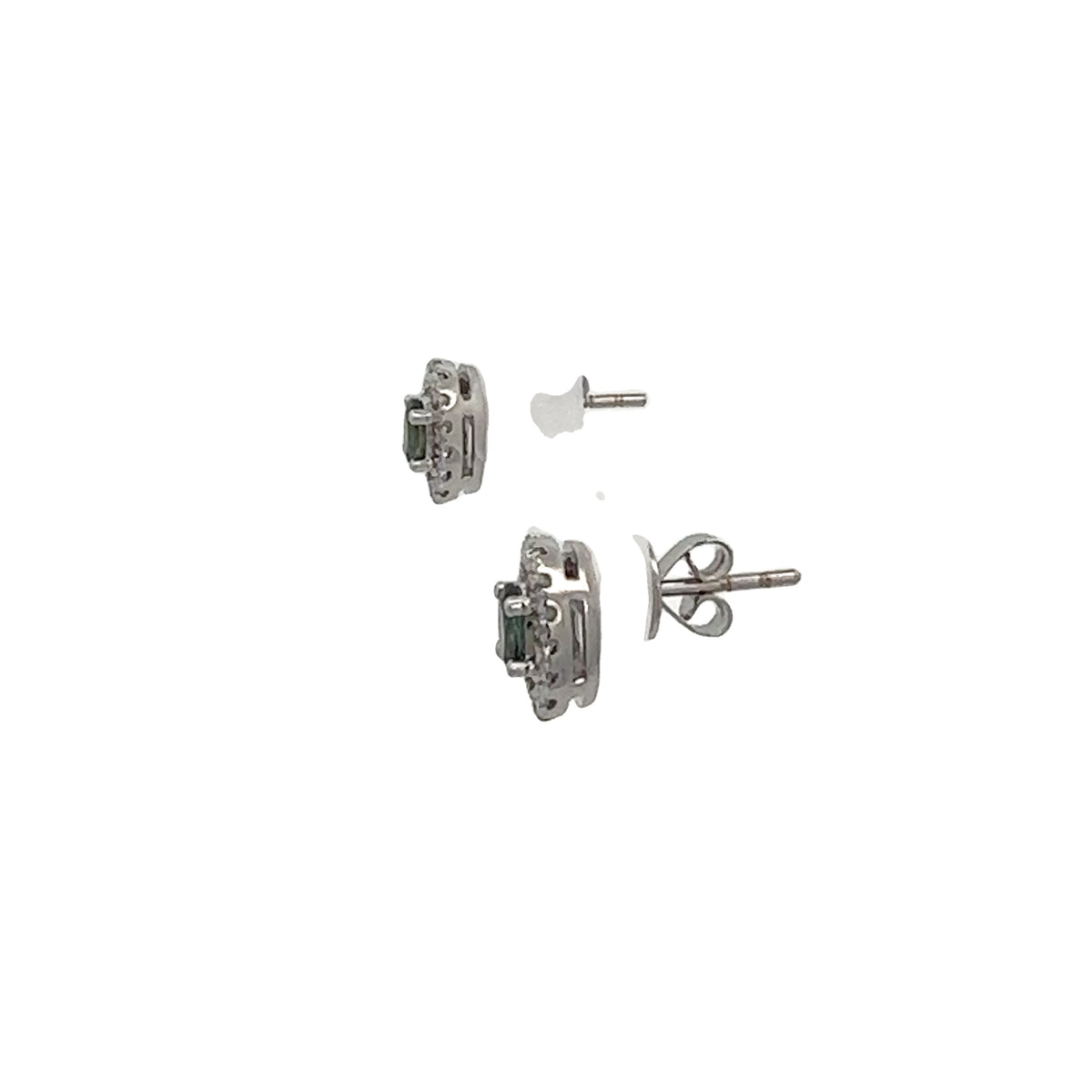 18k White Gold Nattural Alexandrite and Diamond  Earrings
