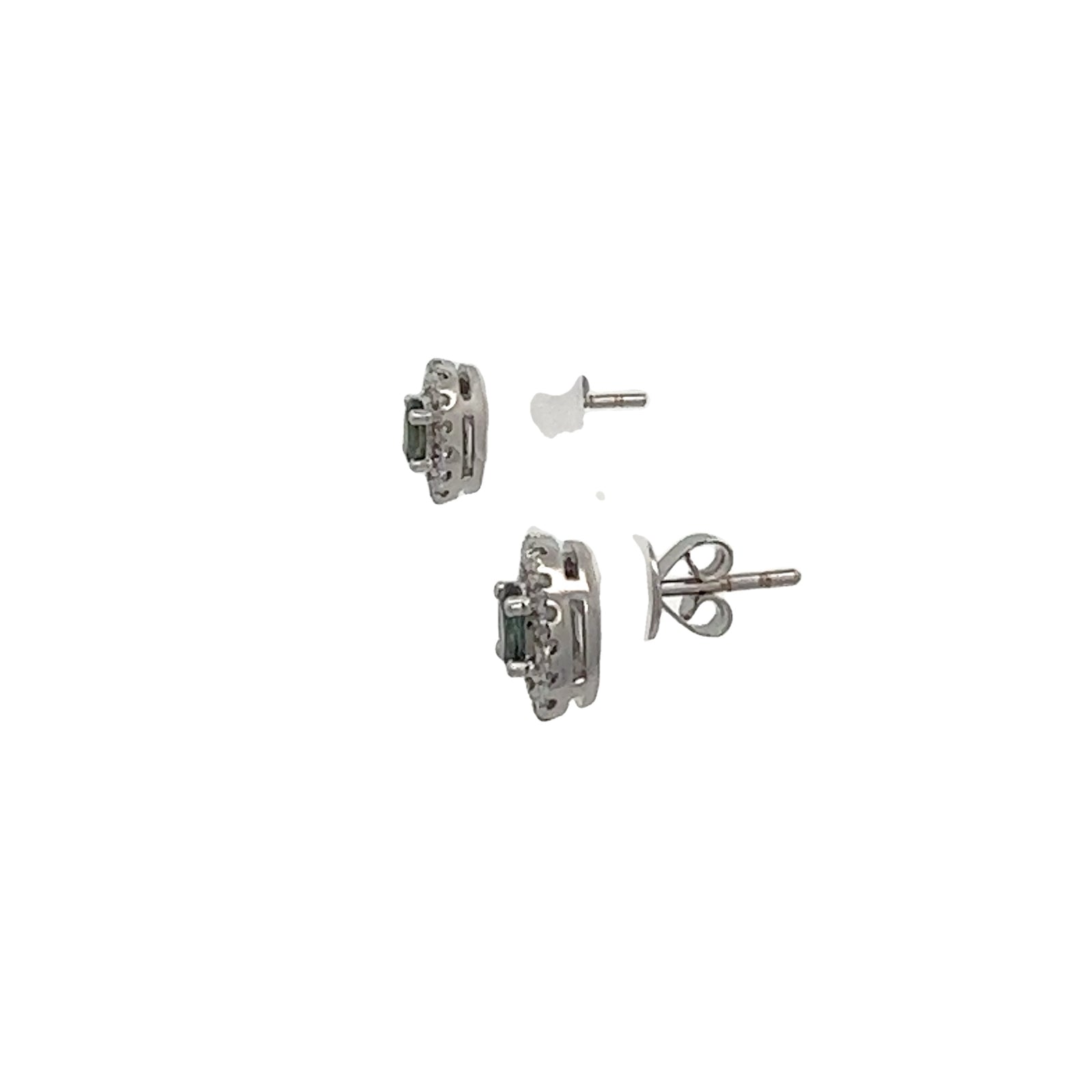 18k White Gold Nattural Alexandrite and Diamond  Earrings