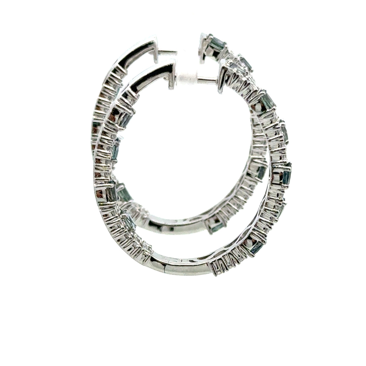 18k White Gold Nattural Alexandrite and Diamond  Earrings