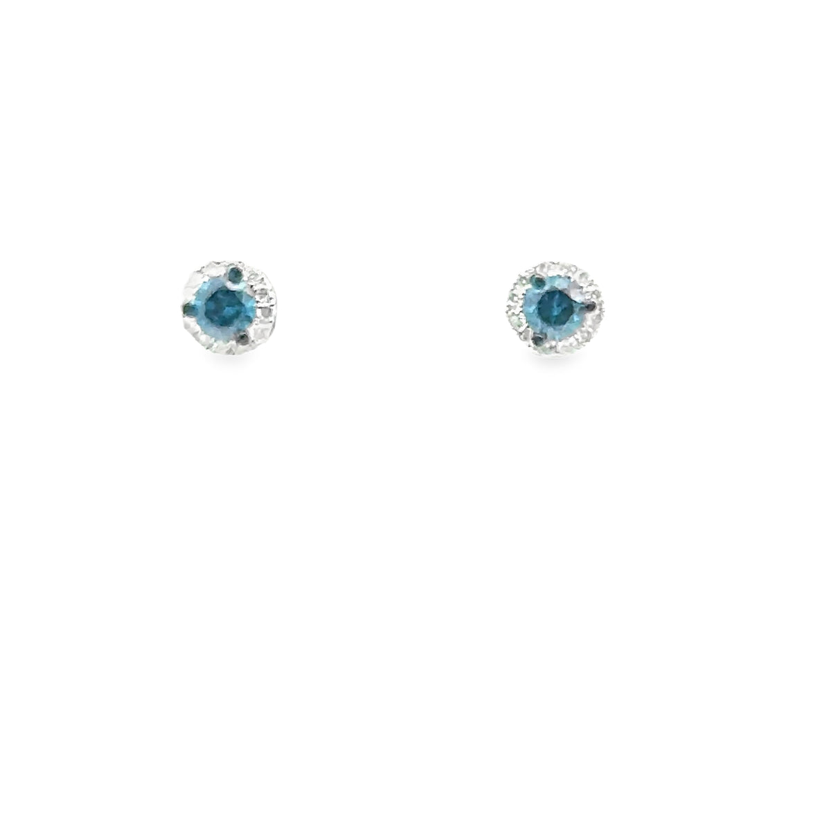 Elegant 14k White Gold Blue and White Diamond Earrings