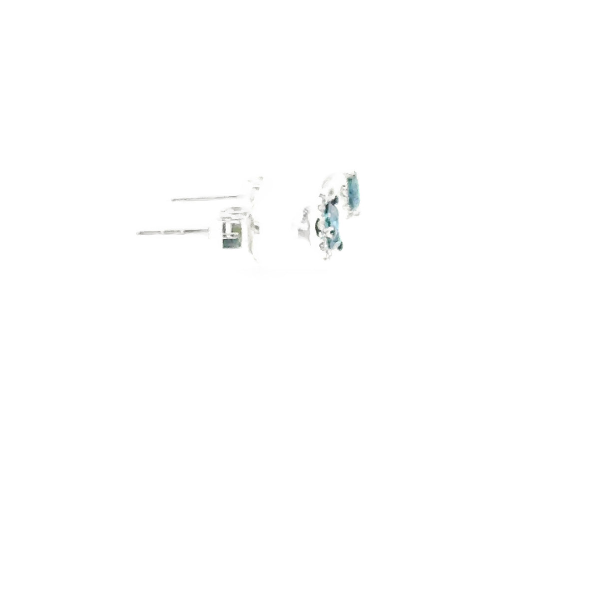 Elegant 14k White Gold Blue and White Diamond Earrings