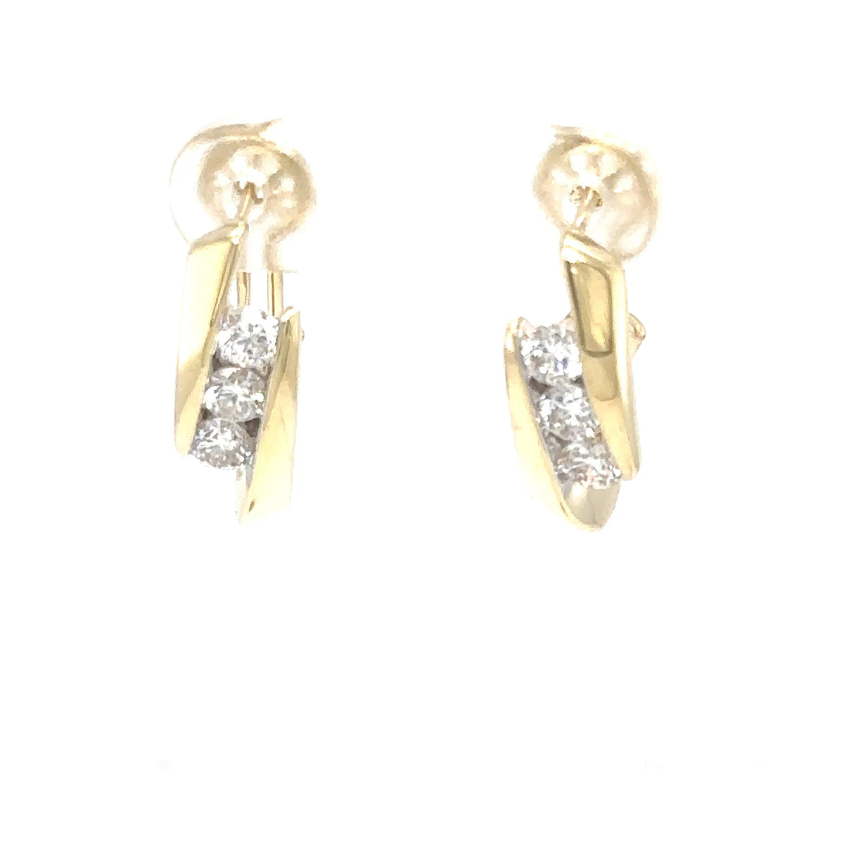 14k Yellow Gold Diamond Hoop Earrings