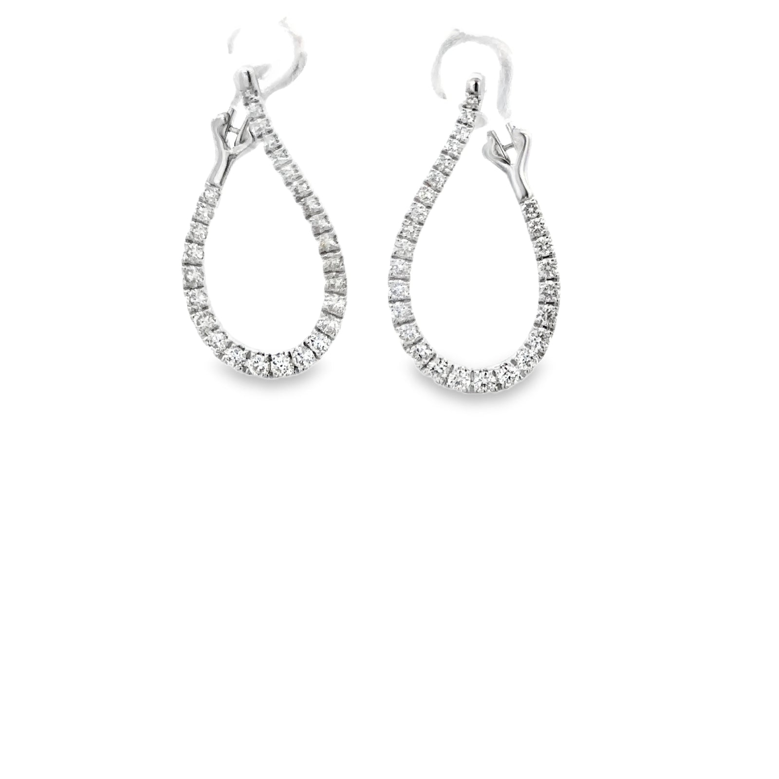 14k White Gold Diamond Hoop Earrings