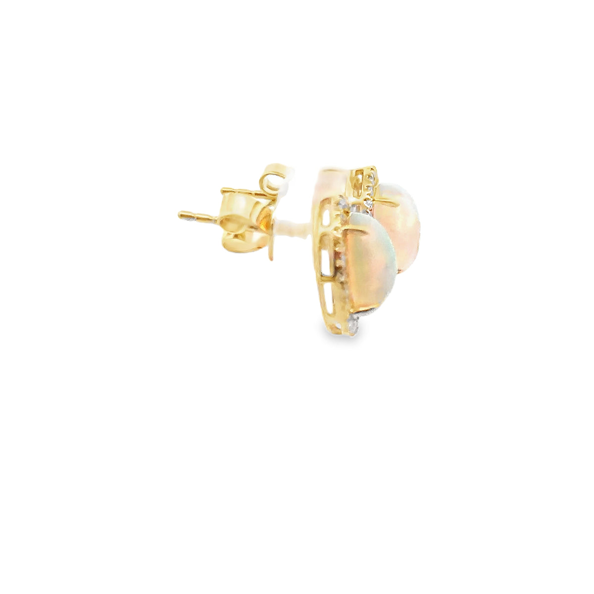 14k Yellow Gold Opal and Diamond Earrings