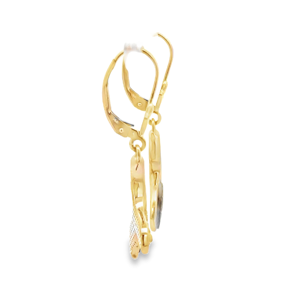 14k Yellow Gold Whale Tail Earrings with Natural Gold-Quartz and Gold Nuggets