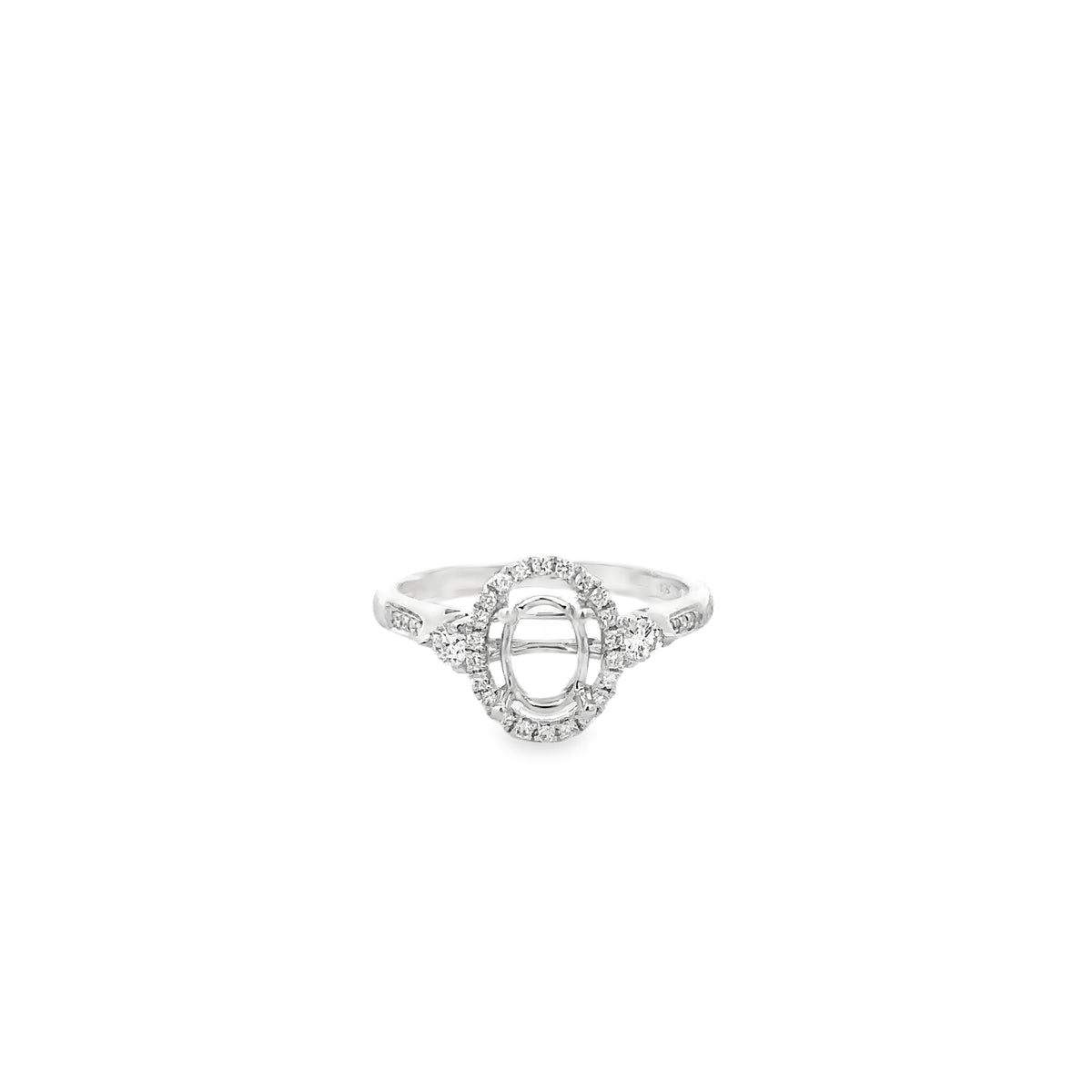 18k White Gold Halo Semi-Mount Ring