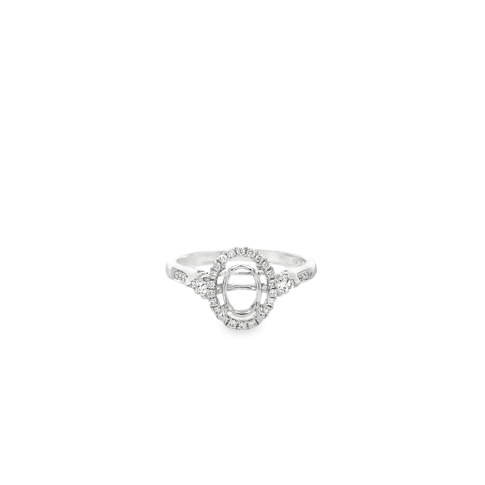 18k White Gold Halo Semi-Mount Ring