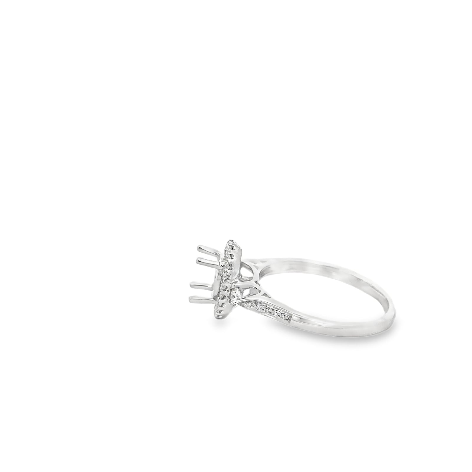 18k White Gold Halo Semi-Mount Ring