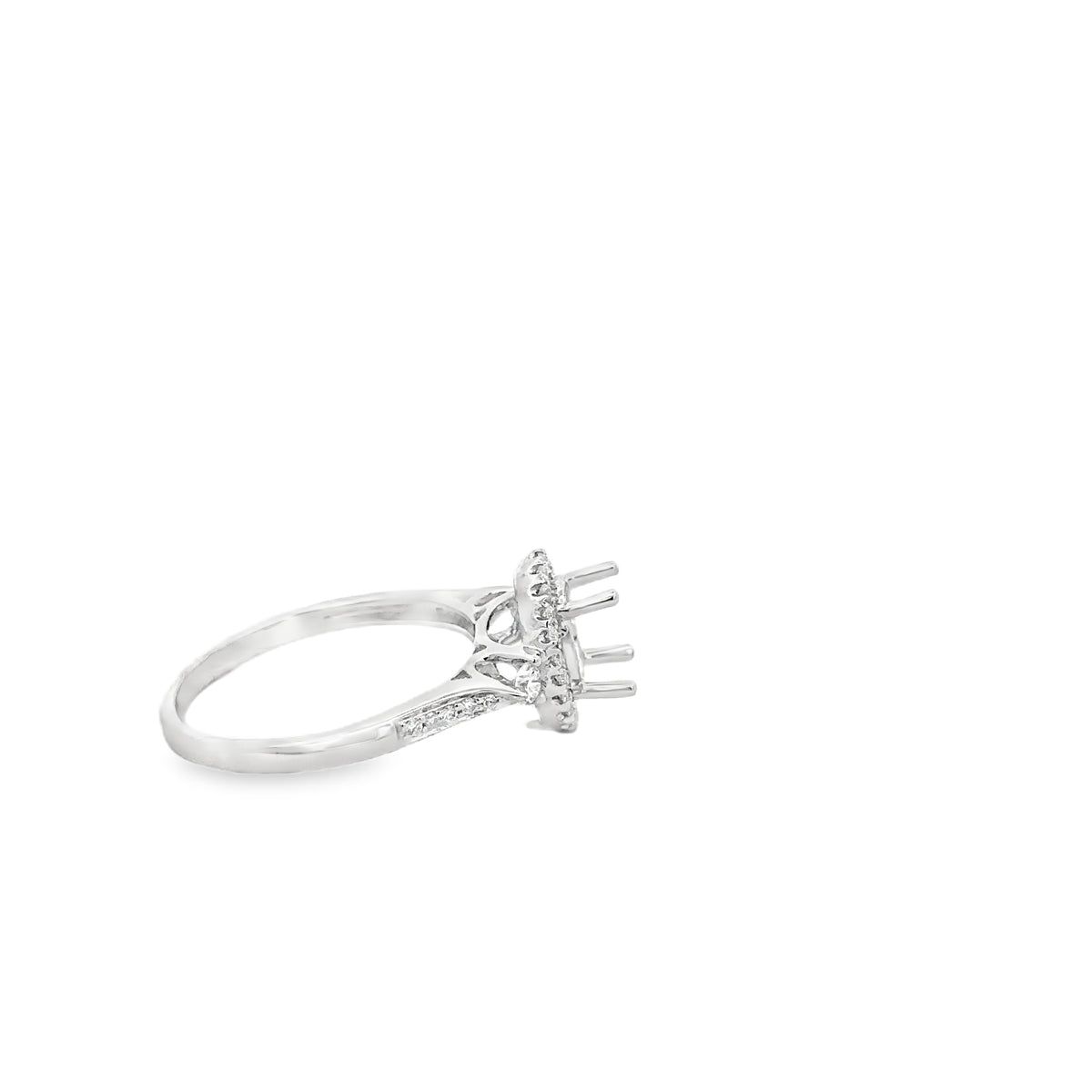 18k White Gold Halo Semi-Mount Ring