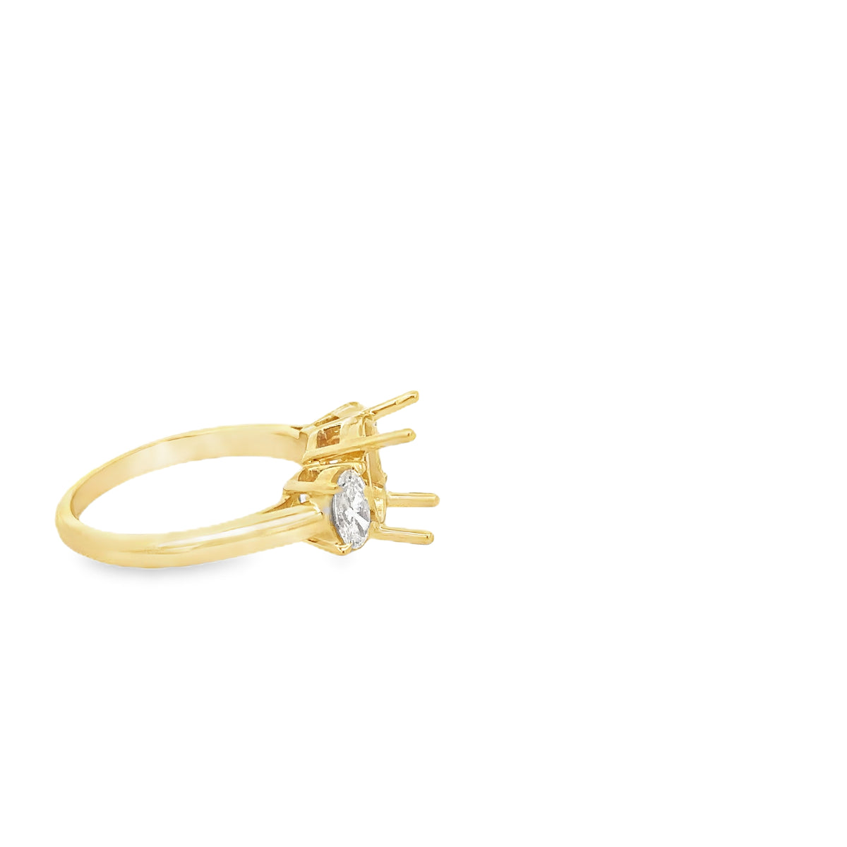 Elegant 18k Yellow Gold 3 Stone Semi-Mount Ring