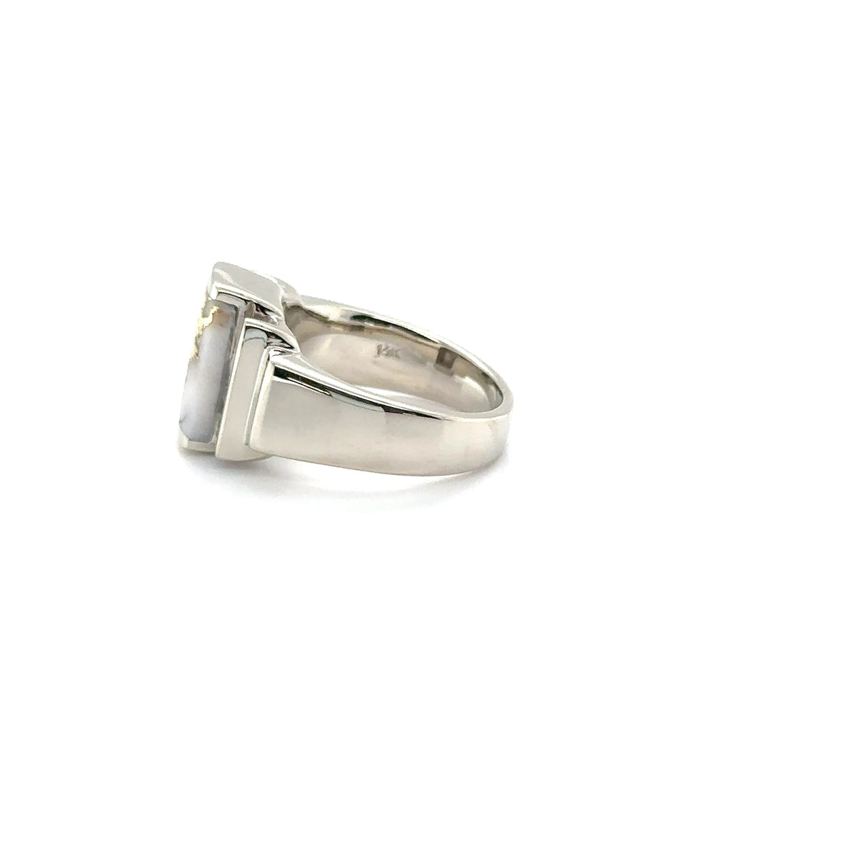 Elegant 14k White Gold Diamond and Gold Quartz Ring