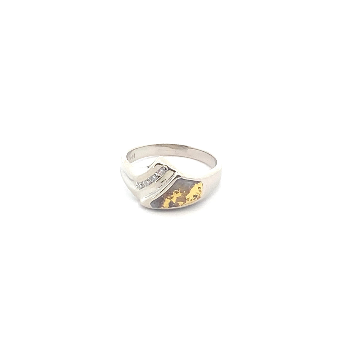 14k White Gold Diamond and Gold Quartz Ring
