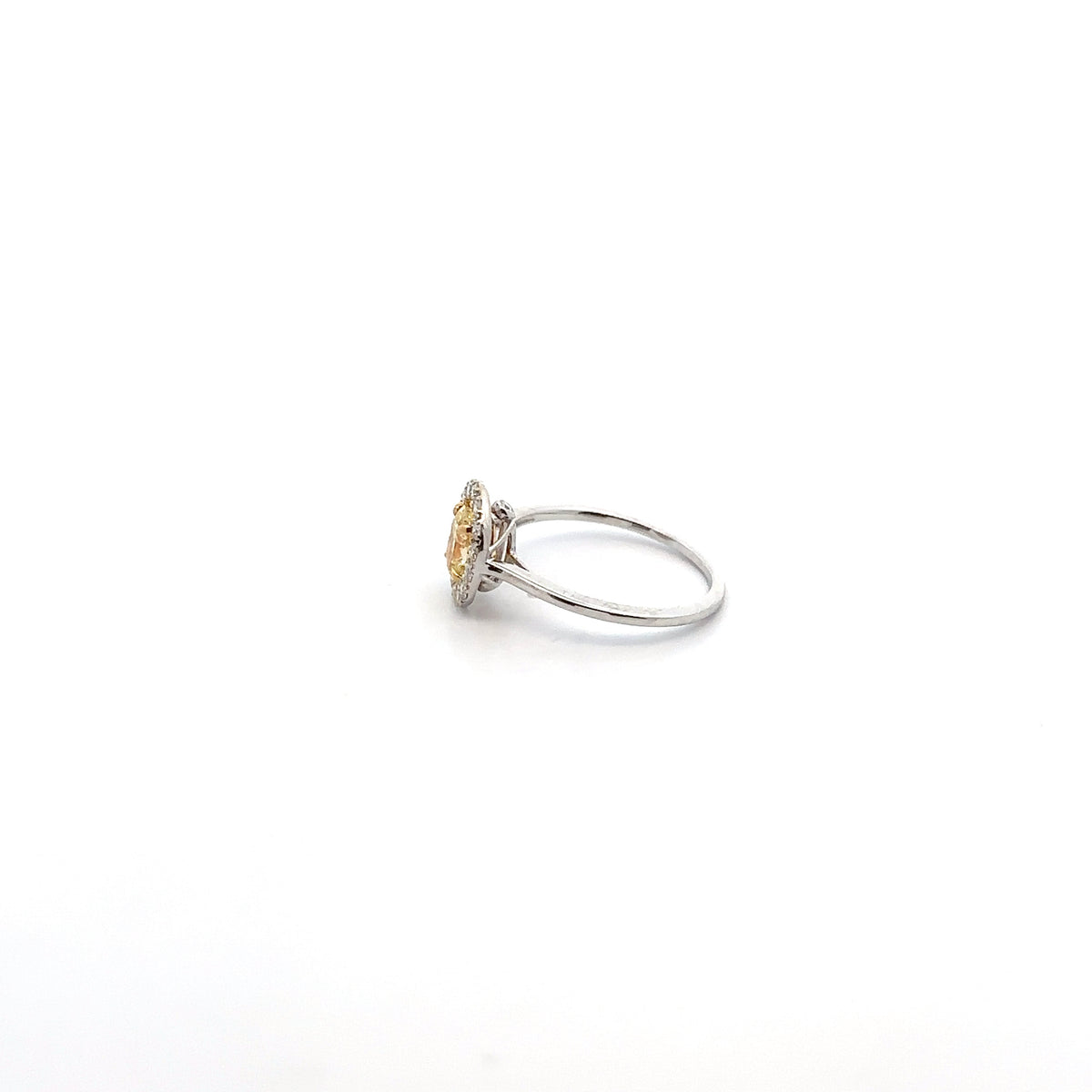 14k White and Yellow Gold Ring with Fancy Yellow and White Diamonds