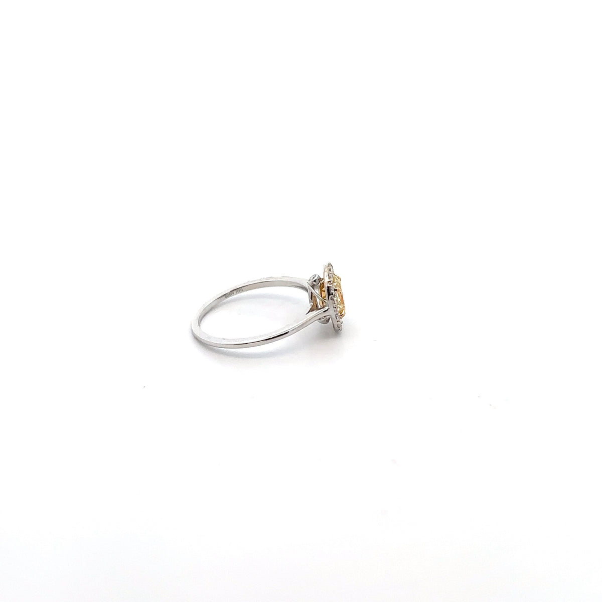 14k White and Yellow Gold Ring with Fancy Yellow and White Diamonds