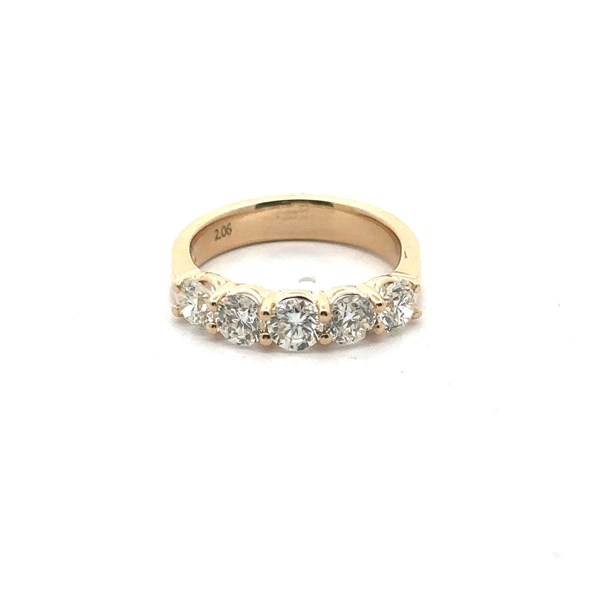 14k Yellow Gold Ring with Round Brilliant Cut Diamonds