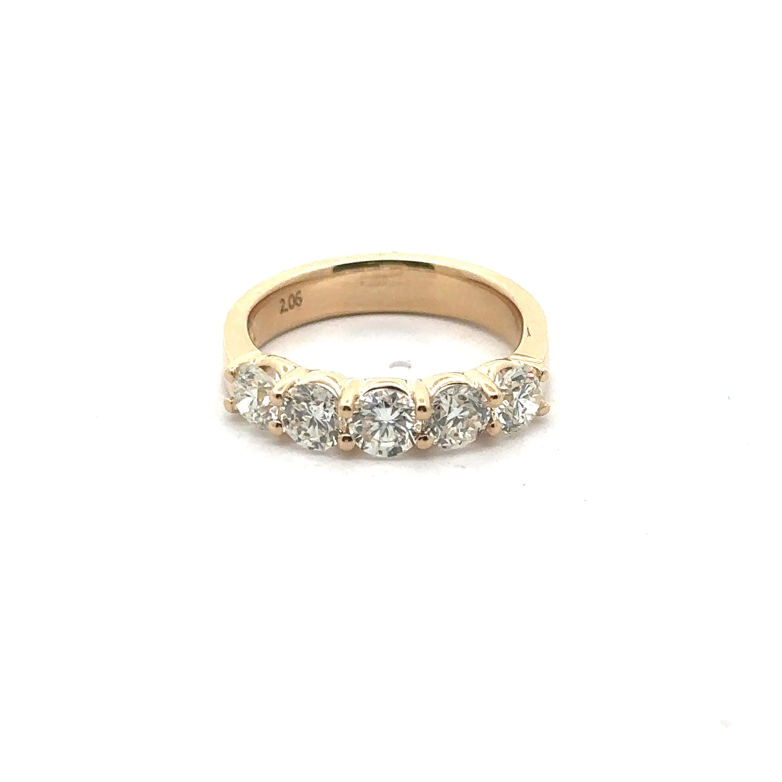 14k Yellow Gold Ring with Round Brilliant Cut Diamonds