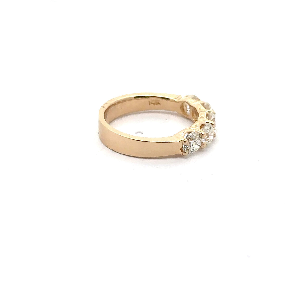 14k Yellow Gold Ring with Round Brilliant Cut Diamonds
