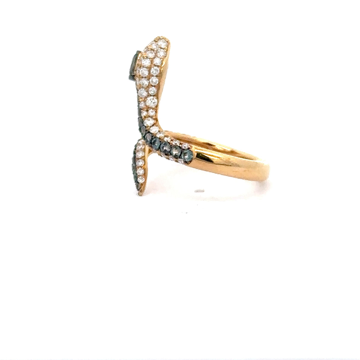 18k Yellow Gold Alexandrite and Diamond Snake Ring