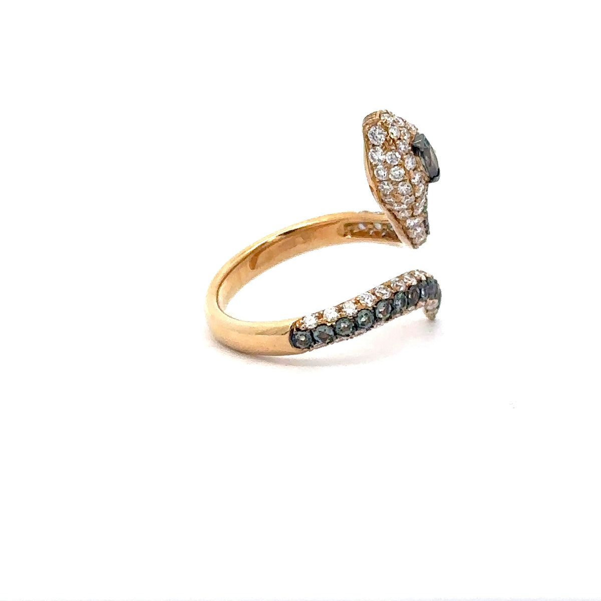 18k Yellow Gold Alexandrite and Diamond Snake Ring