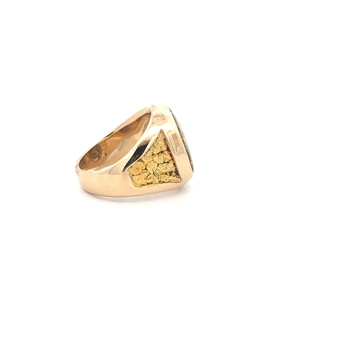 14k Yellow Gold Ring with Natural Gold Quartz and Gold Nuggets