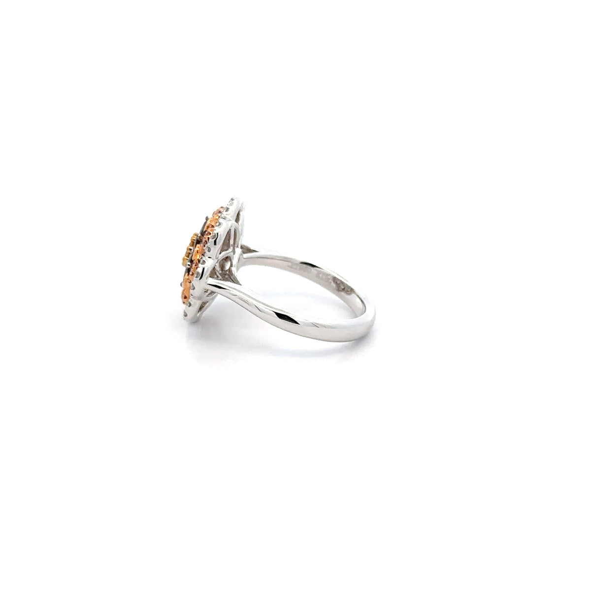 Elegant Platinum Ring with Alexandrites and Fancy Colored Diamonds