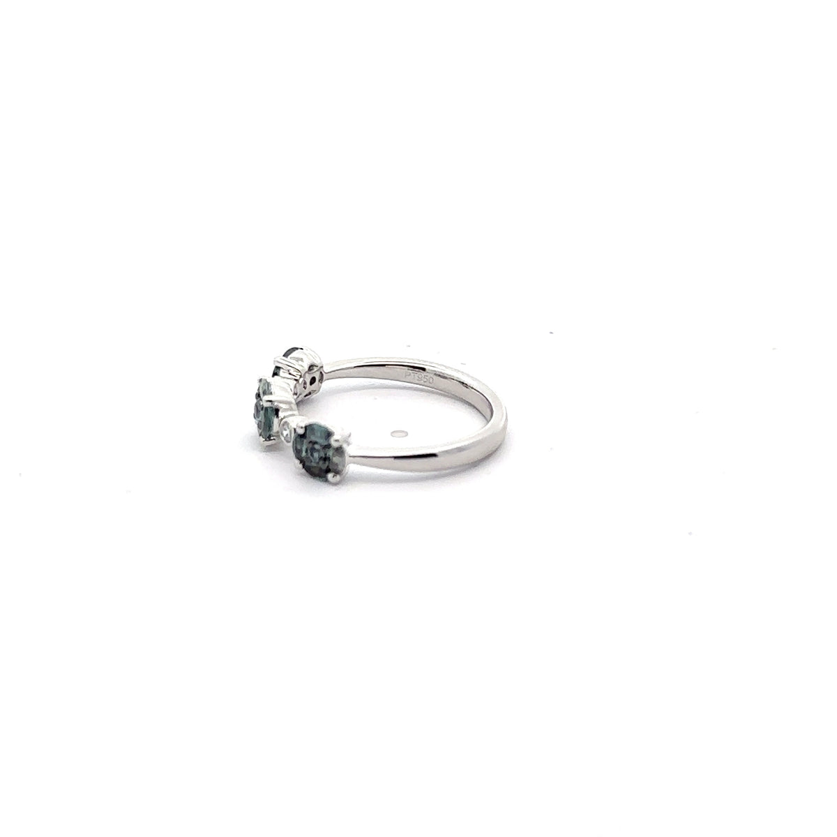 Platinum Multi-Stone Ring with Natural Alexandrites and Diamonds