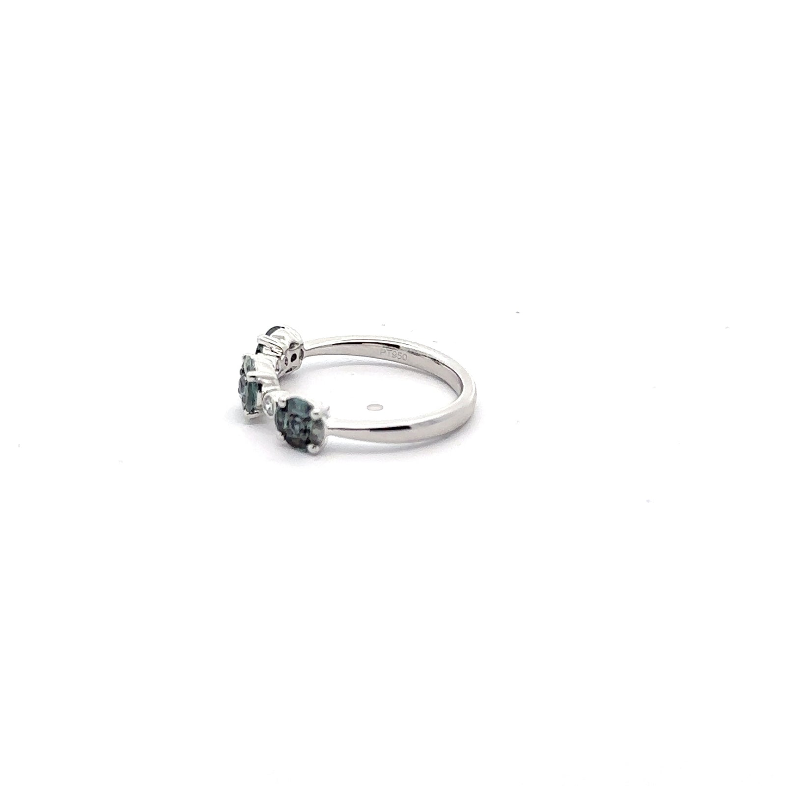 Platinum Multi-Stone Ring with Natural Alexandrites and Diamonds