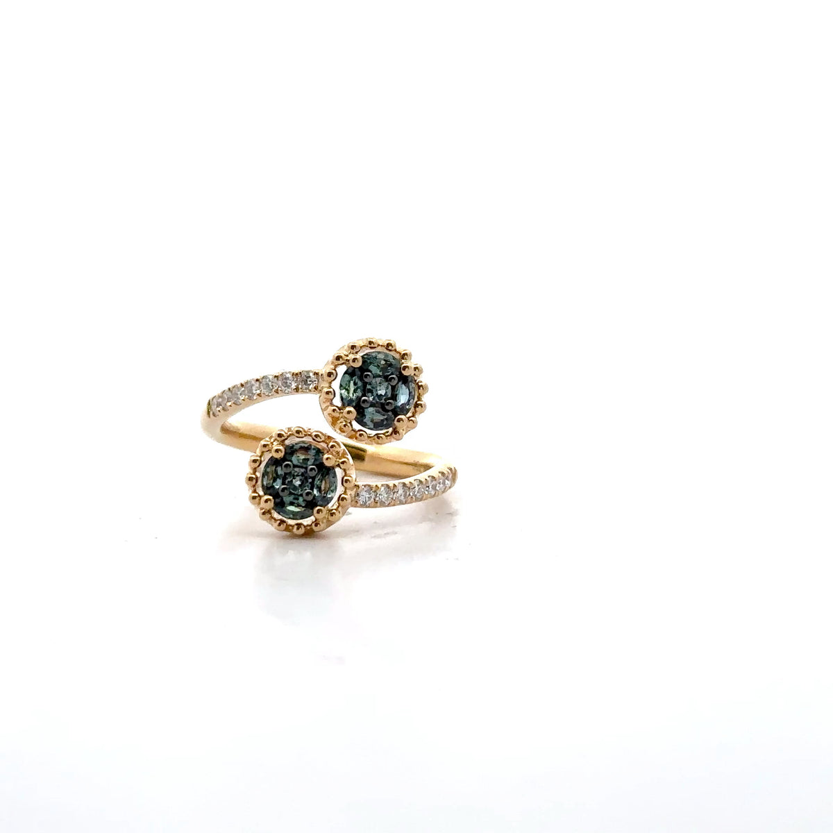 18k Yellow Gold Multistone Ring with Alexandrites and Diamonds