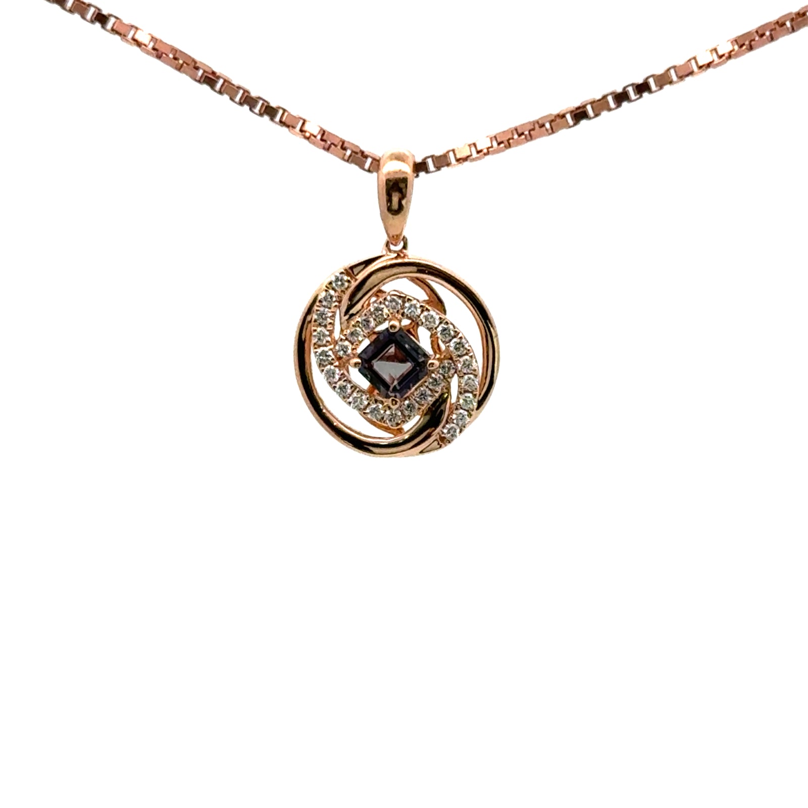 18k Rose Gold Pendant with Alexandrite and Diamond