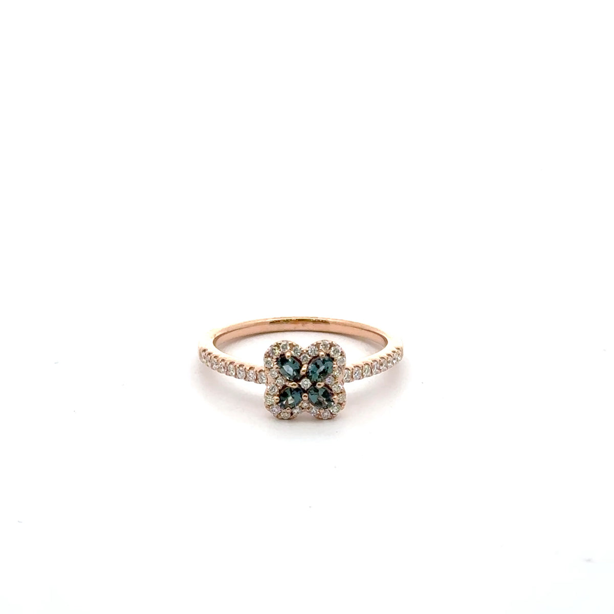 18k Rose Gold Multi-Stone Ring with Natural Alexandrites and Diamonds