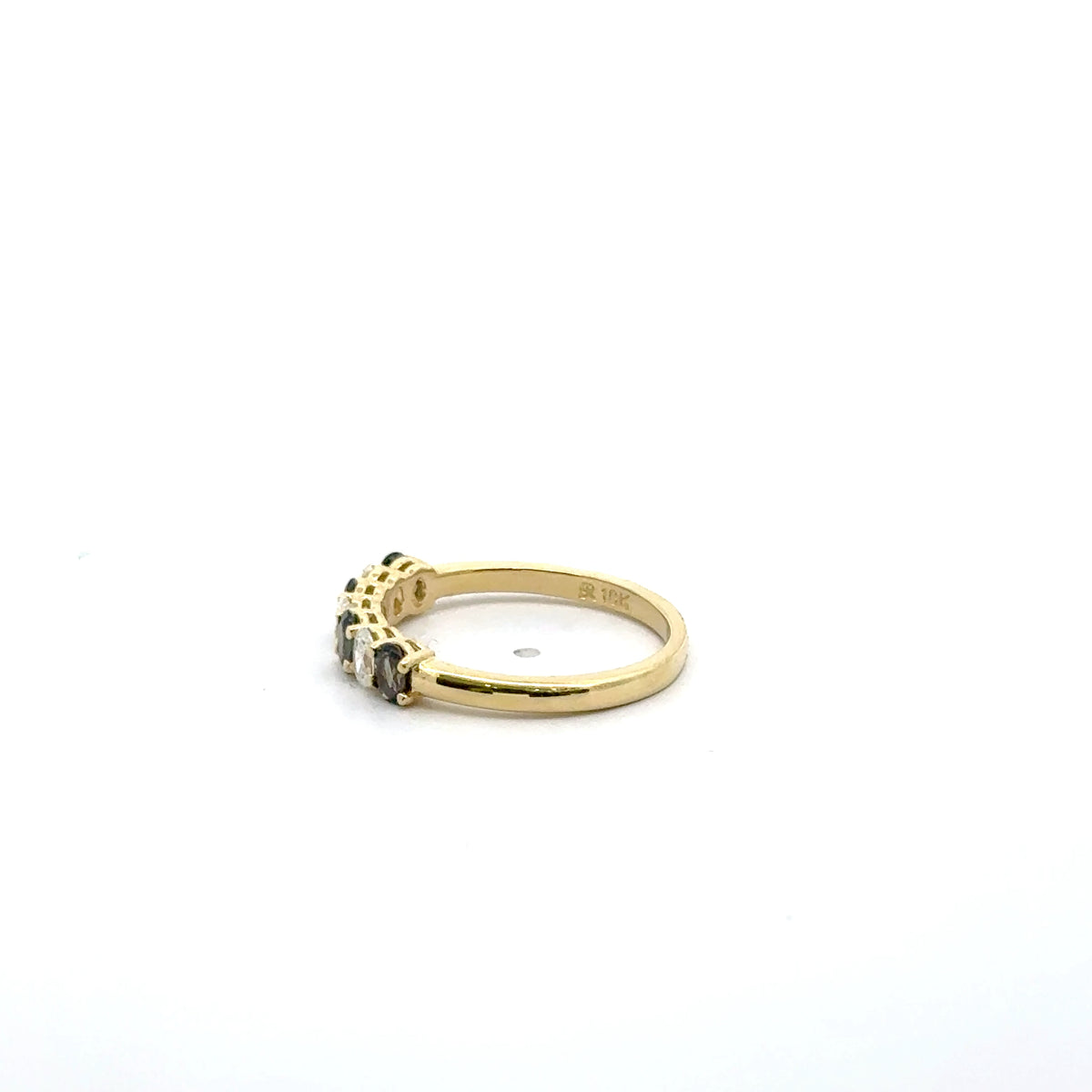18k Yellow Gold Multistone Ring with Alexandrites and Diamonds