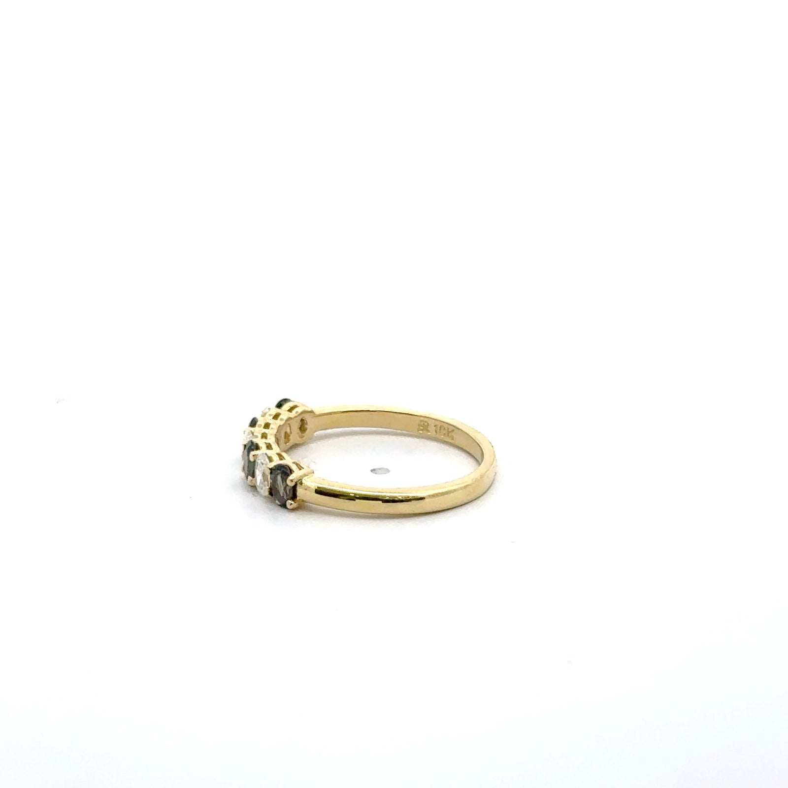 18k Yellow Gold Multistone Ring with Alexandrites and Diamonds