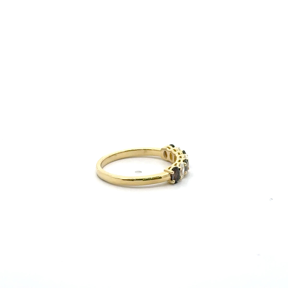 18k Yellow Gold Multistone Ring with Alexandrites and Diamonds