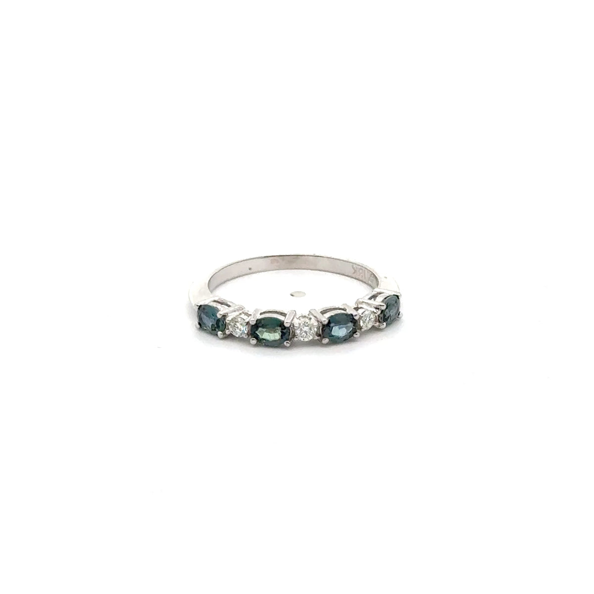 18k White Gold Multi-Stone Ring with Natural Alexandrites and Diamonds