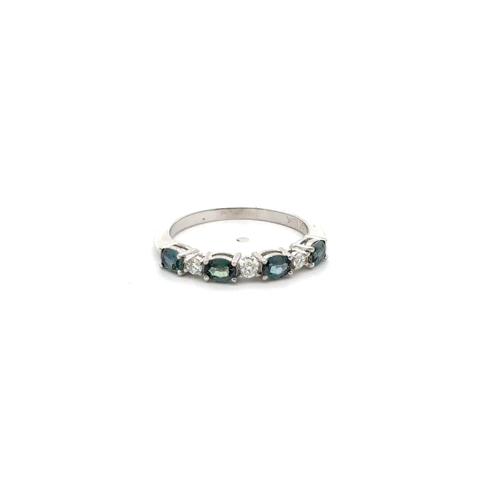 18k White Gold Multi-Stone Ring with Natural Alexandrites and Diamonds