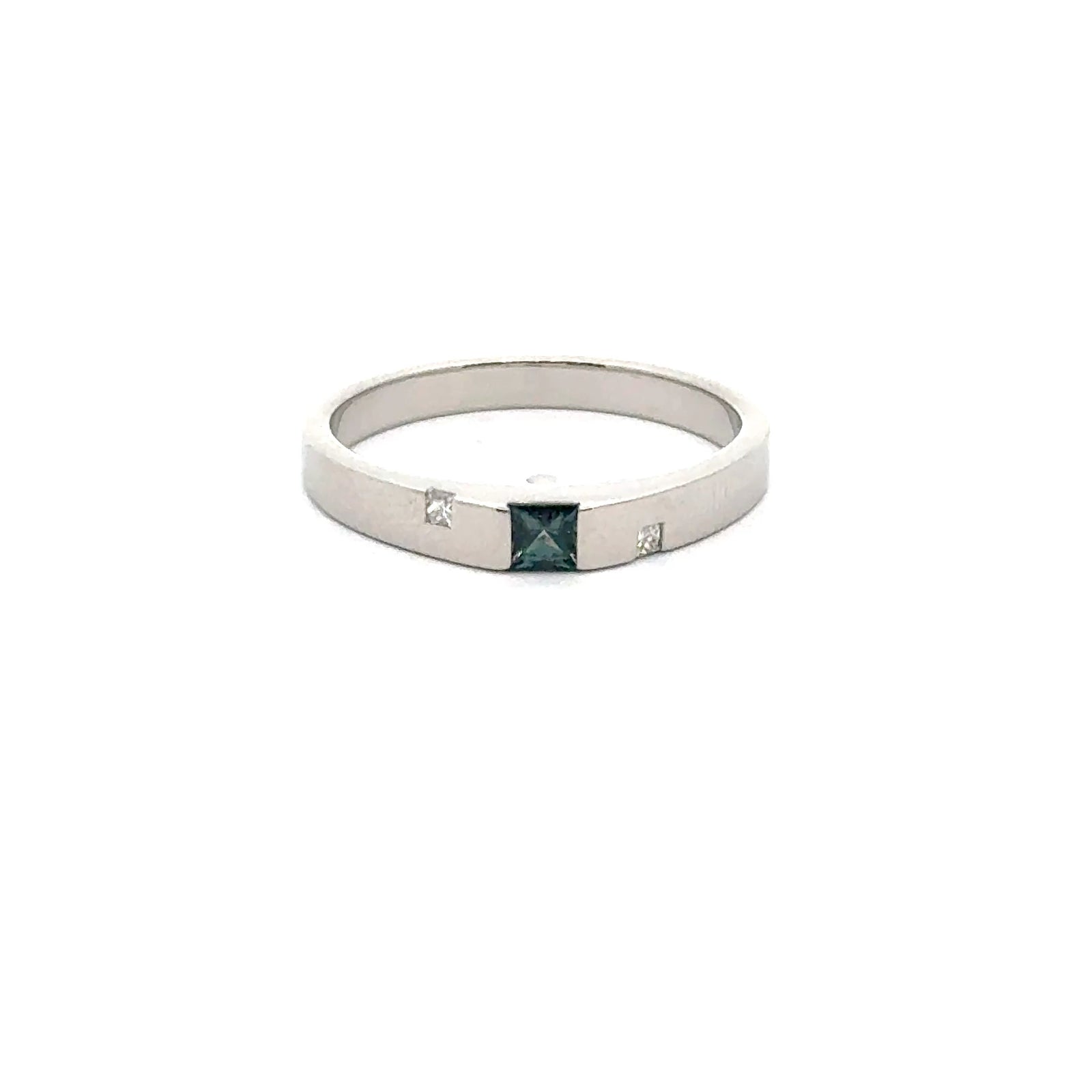 Platinum Band Ring with Alexandrite and Diamond Accents