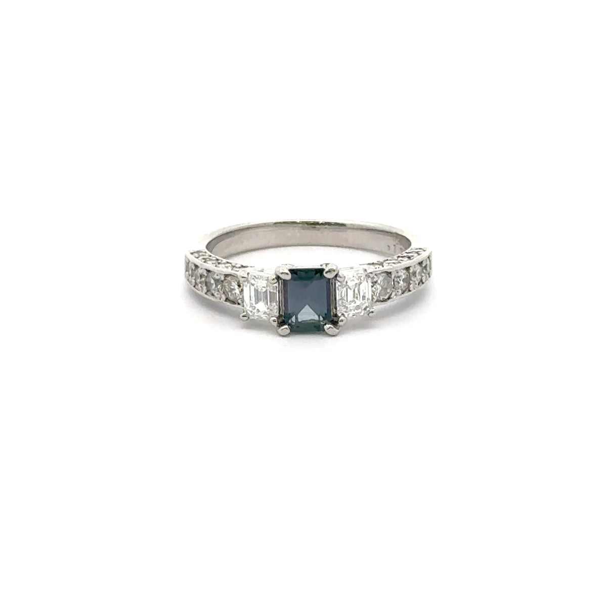 Platinum Ring with Natural Alexandrite and Diamonds