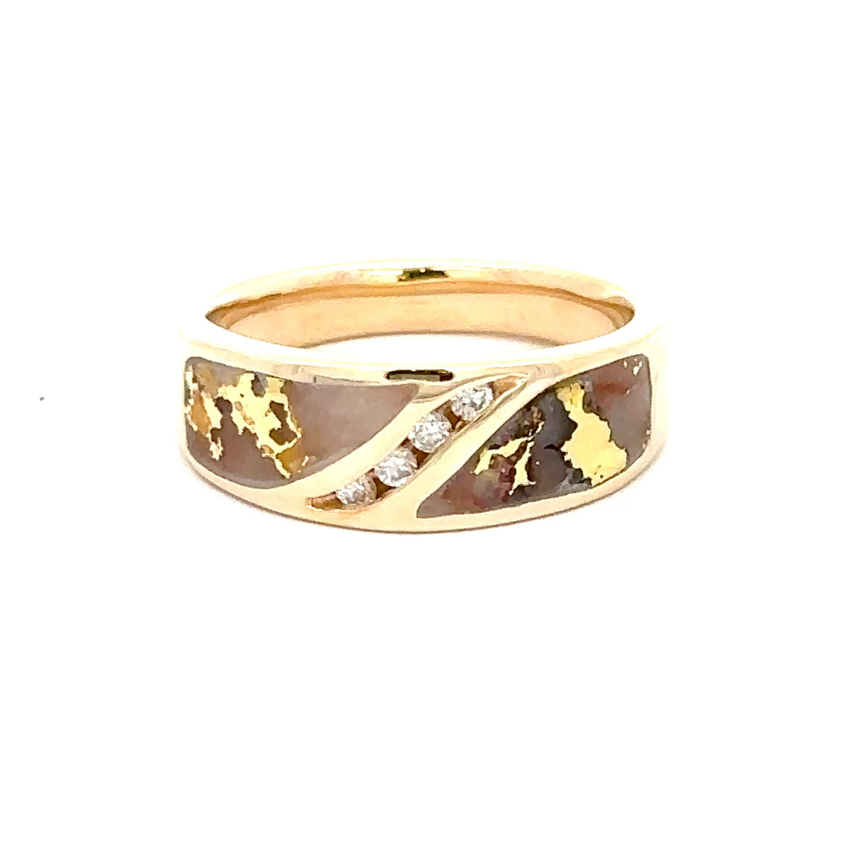 14k Yellow Gold Ring with Gold Quartz and Diamonds