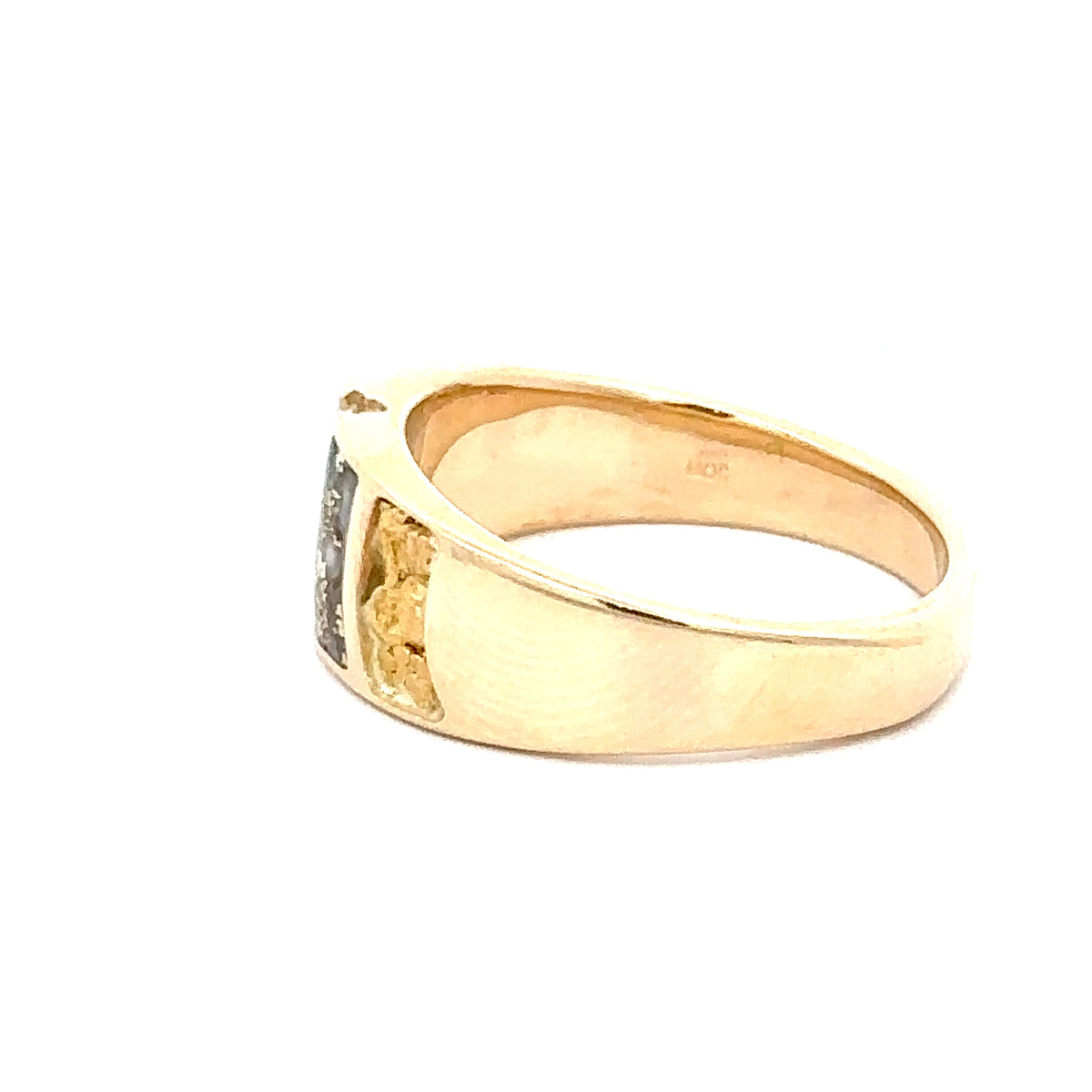 14k Yellow Gold Ring with Gold Quartz Nuggets and Diamonds