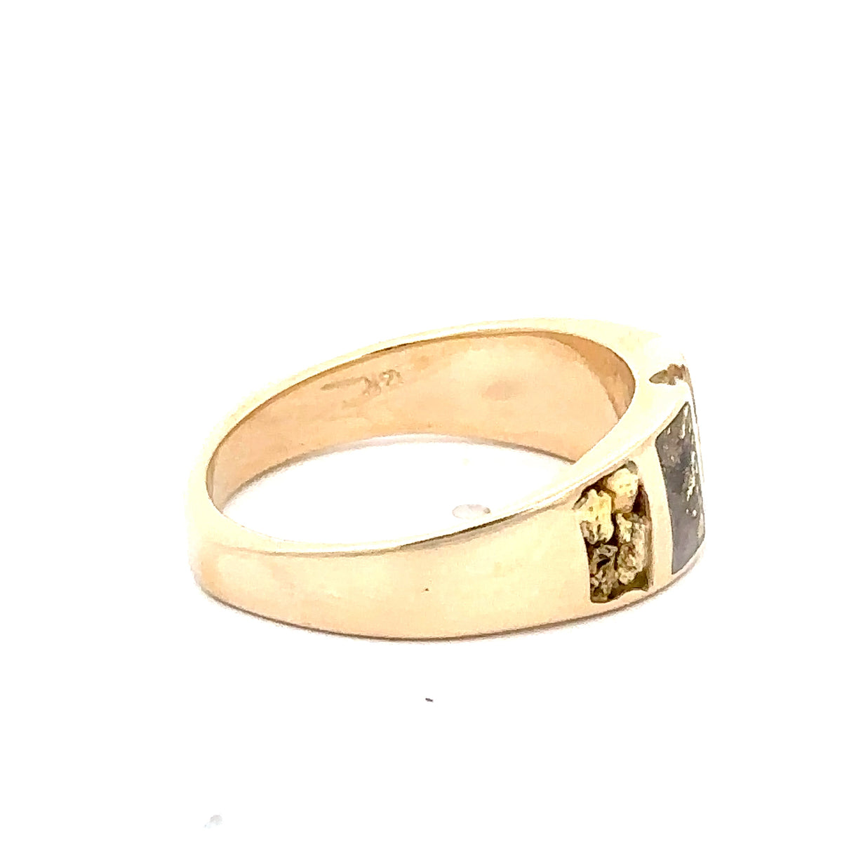 14k Yellow Gold Ring with Gold Quartz Nuggets and Diamonds