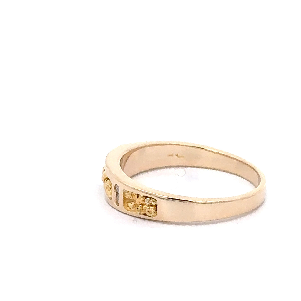 14k Yellow Gold Band with Gold Nuggets and Diamonds