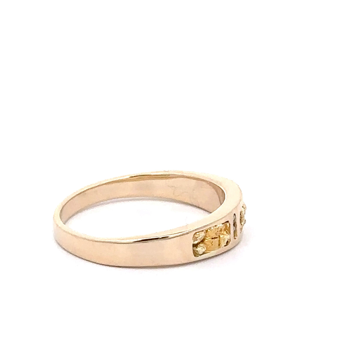 14k Yellow Gold Band with Gold Nuggets and Diamonds