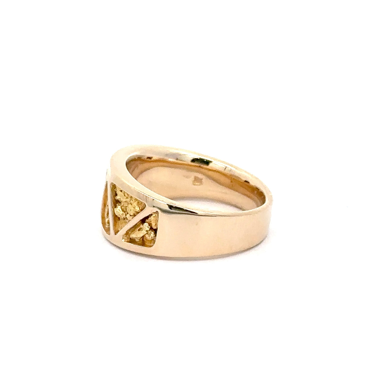 14k Yellow Gold Ring with Gold Nuggets and Diamonds
