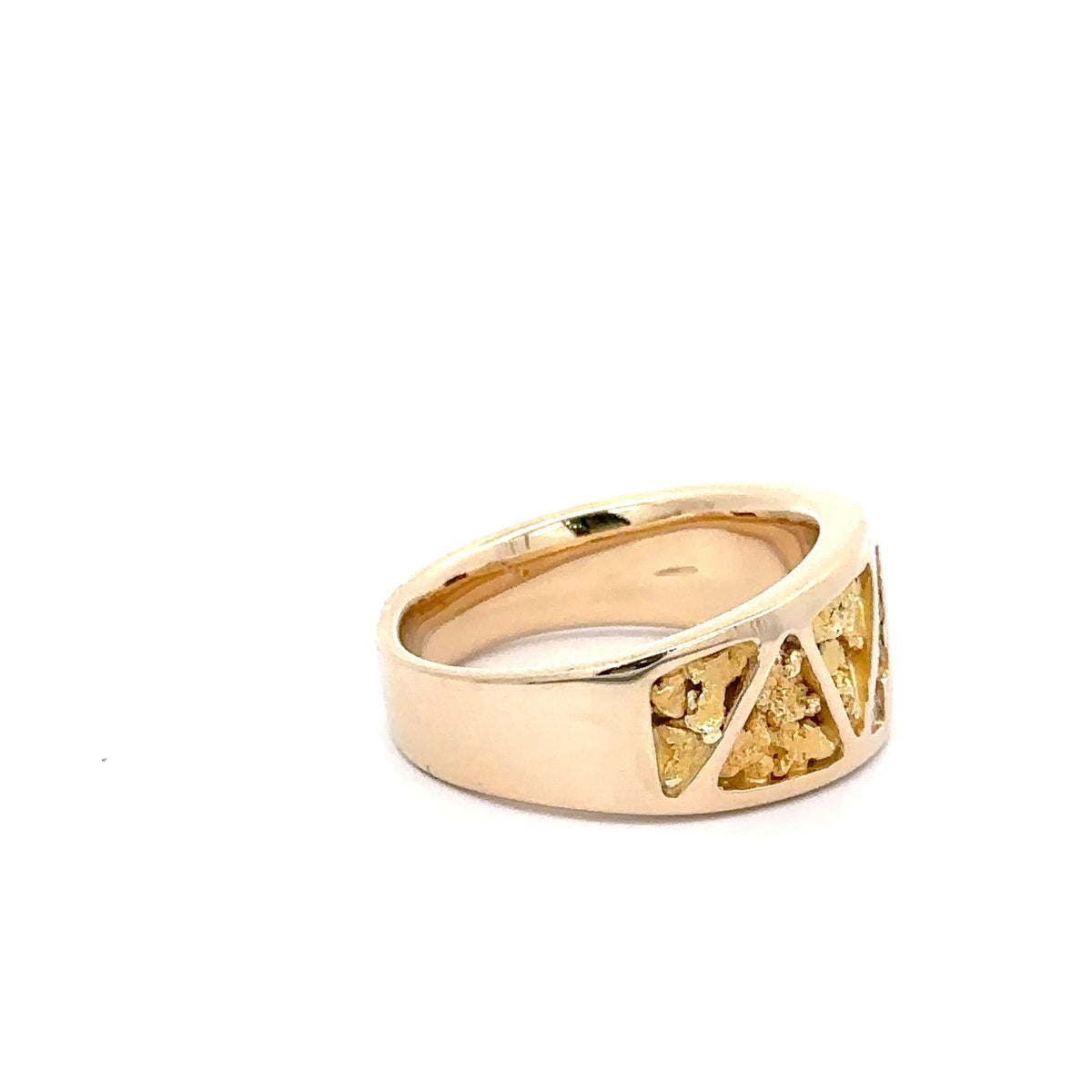 14k Yellow Gold Ring with Gold Nuggets and Diamonds