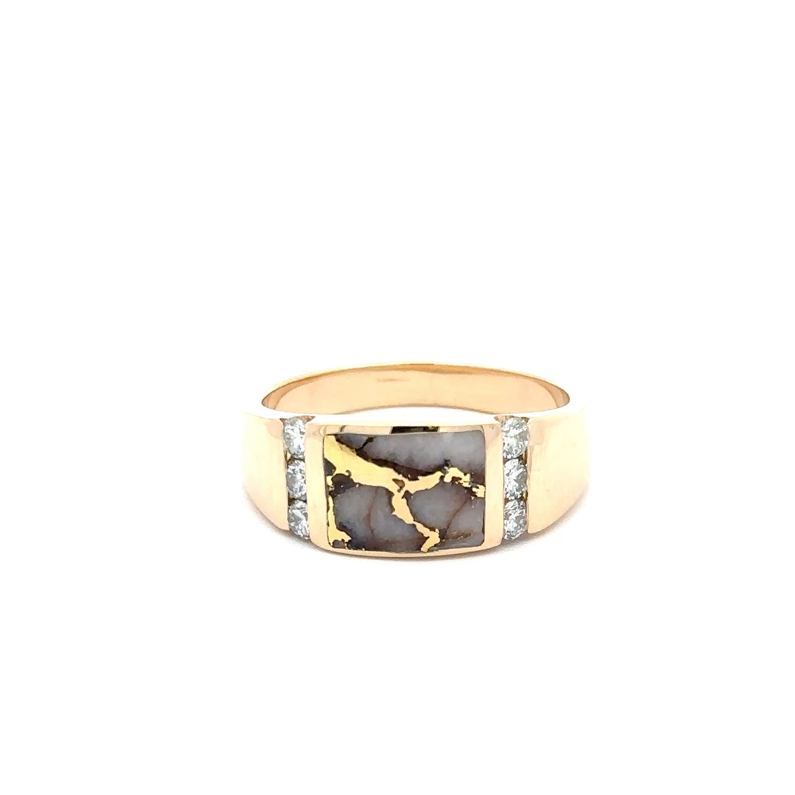 14k Yellow Gold Ring with Gold Quartz and Diamonds