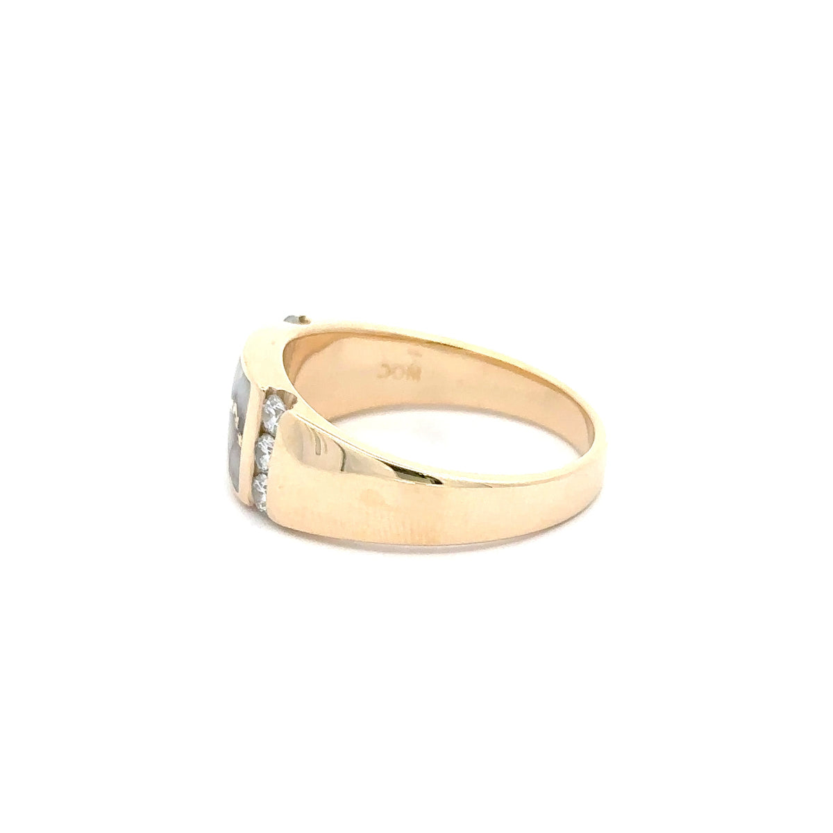 14k Yellow Gold Ring with Gold Quartz and Diamonds