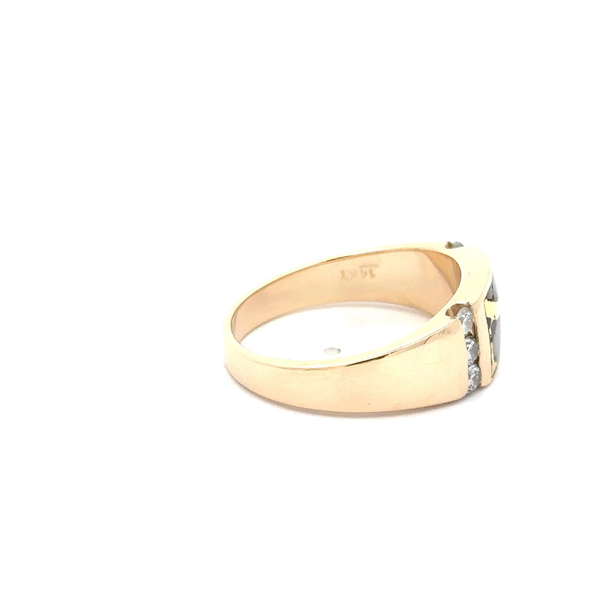 14k Yellow Gold Ring with Gold Quartz and Diamonds